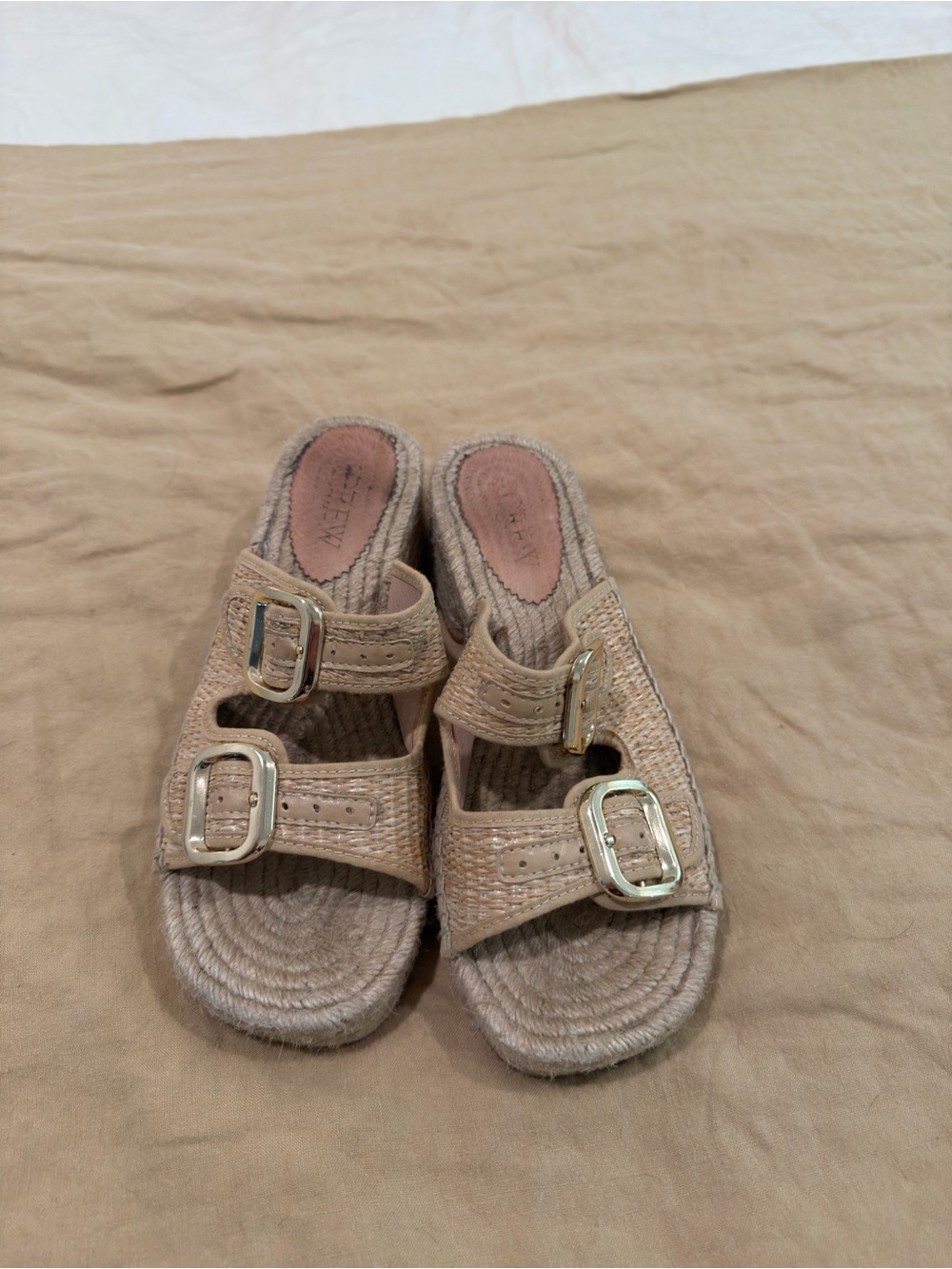 J. Crew Natural Tan Women’s Slide Sandals with Buckle Straps